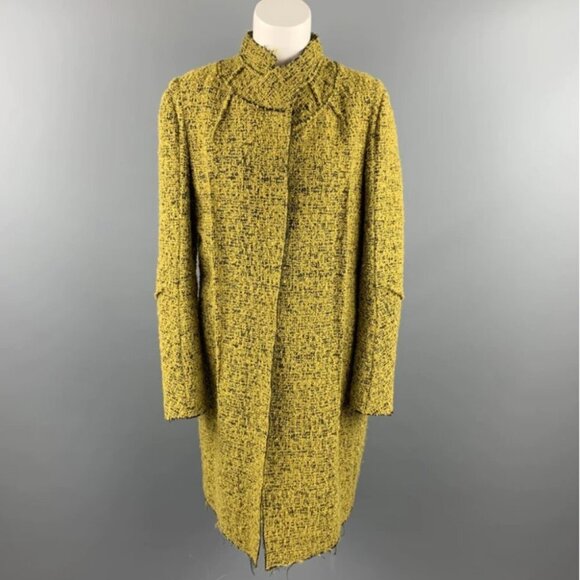 MARNI Mustard &  Black Textured Boucle Mohair wool Blend trench Coat size 40 - Picture 14 of 14